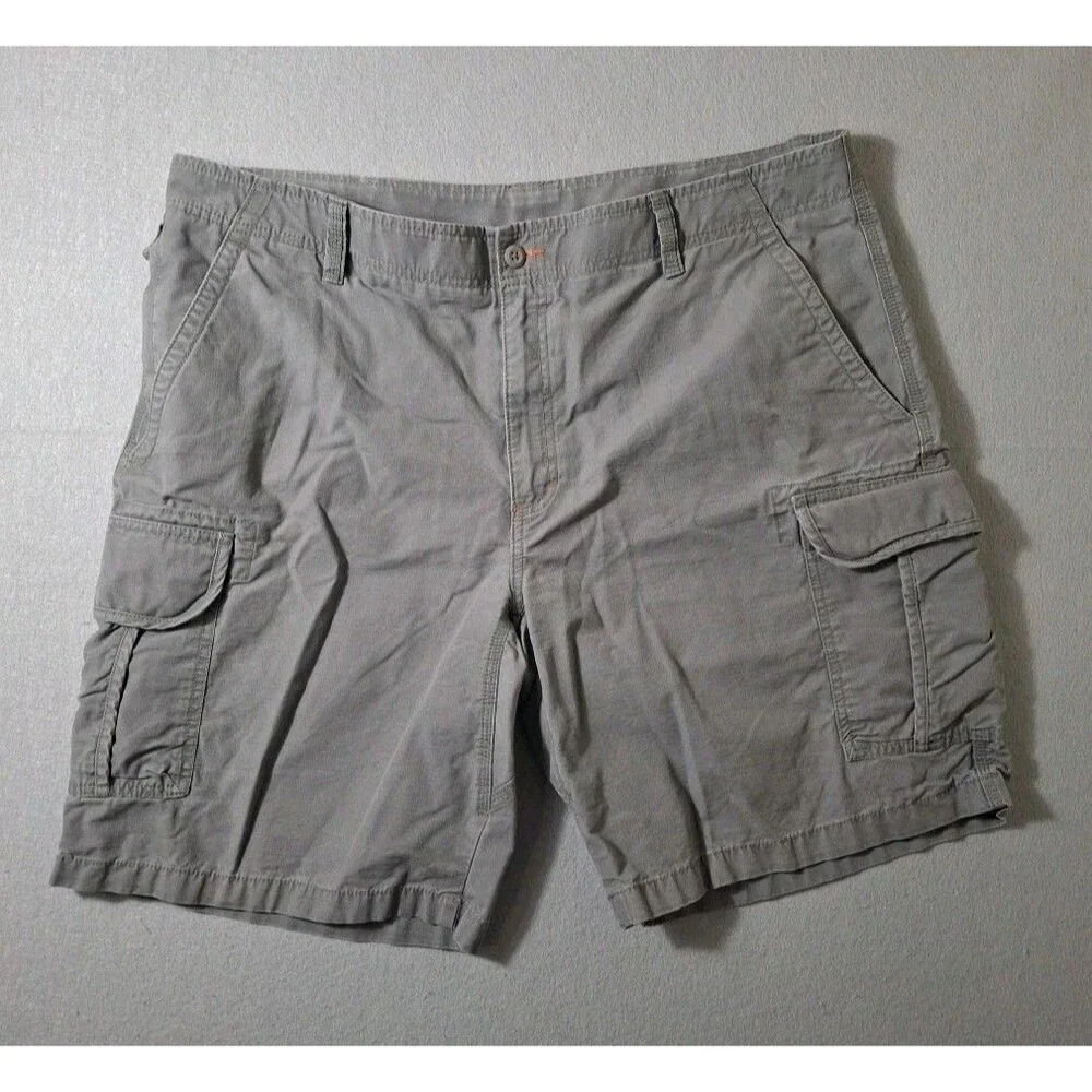 LL Bean Allagash Cargo Shorts Mens 42W Gray Cotton Outdoor Casual Hiking